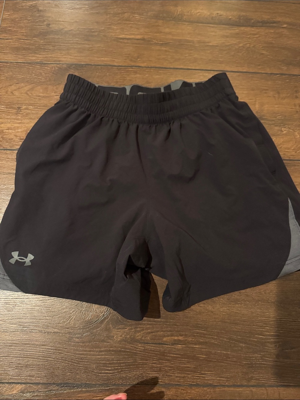 Under Armour Men's Black Athletic Running Shorts with Gray Accent